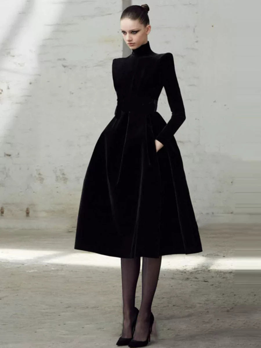Women's Fall Winter Slim-waist Slimming Long Sleeve Elegant Retro Evening Dress Formal Midi Dress Party Dress Formal Party Wedding Guest Dress