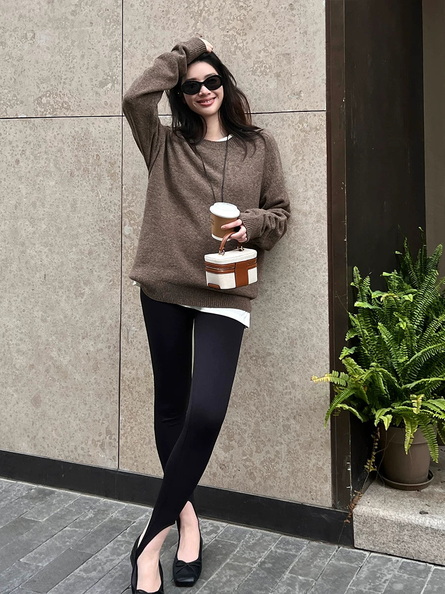 Women's Wool Fall Winter Outdoor Sweater Knit Pullover Top for Casual Outfits Spring Travel Office Everyday Date Night