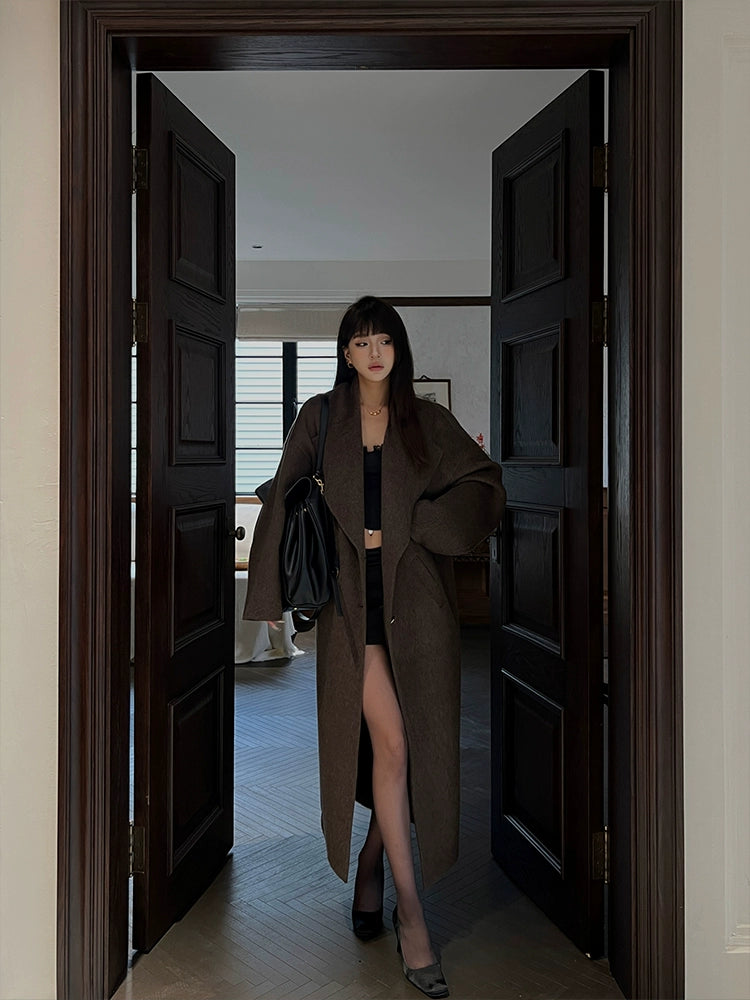 Women's Wool Longline Midi Winter Coat for Fall Layering Travel Office Everyday Wear Holiday Date Night