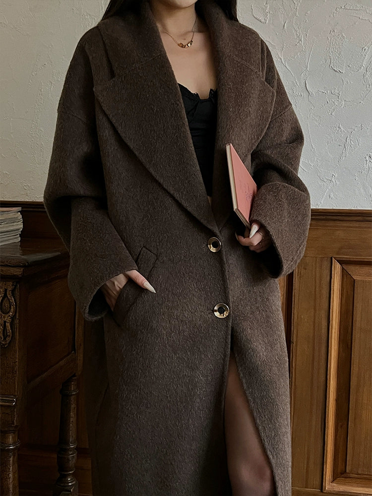 Women's Wool Longline Midi Winter Coat for Fall Layering Travel Office Everyday Wear Holiday Date Night