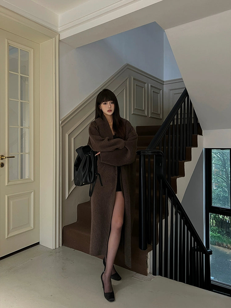 Women's Wool Longline Midi Winter Coat for Fall Layering Travel Office Everyday Wear Holiday Date Night
