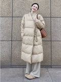 Women's Winter Longline Down Jacket for Date Night Fall Travel Everyday Wear Seasonal Look Outdoor Holiday