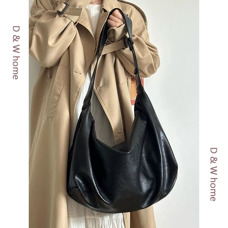 Women's Large-Capacity Fall Winter Relaxed Tote Bag Shoulder Crossbody Purse Work and Travel Office
