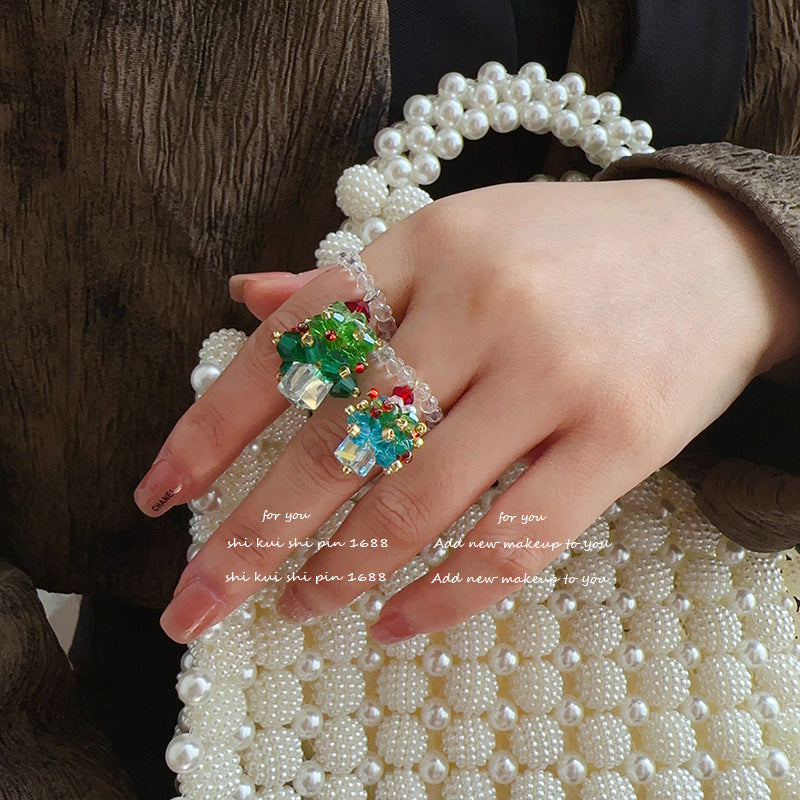 Christmas Ring Set, Christmas Tree Rings, 8-Piece Assorted Holiday Party Favor Pack, Stocking Stuffers and Gift Exchange Present for Kids and Adults