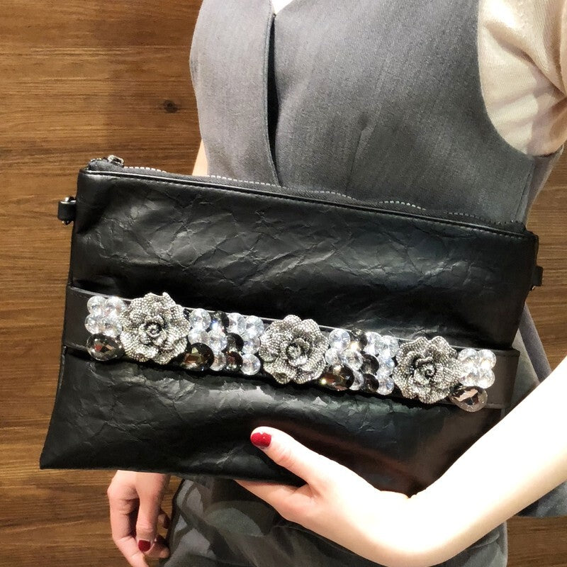 Women's Large-capacity Crystal Korean-style Retro Evening Waist Belt for Date Night Gift Party Designer Office Everyday