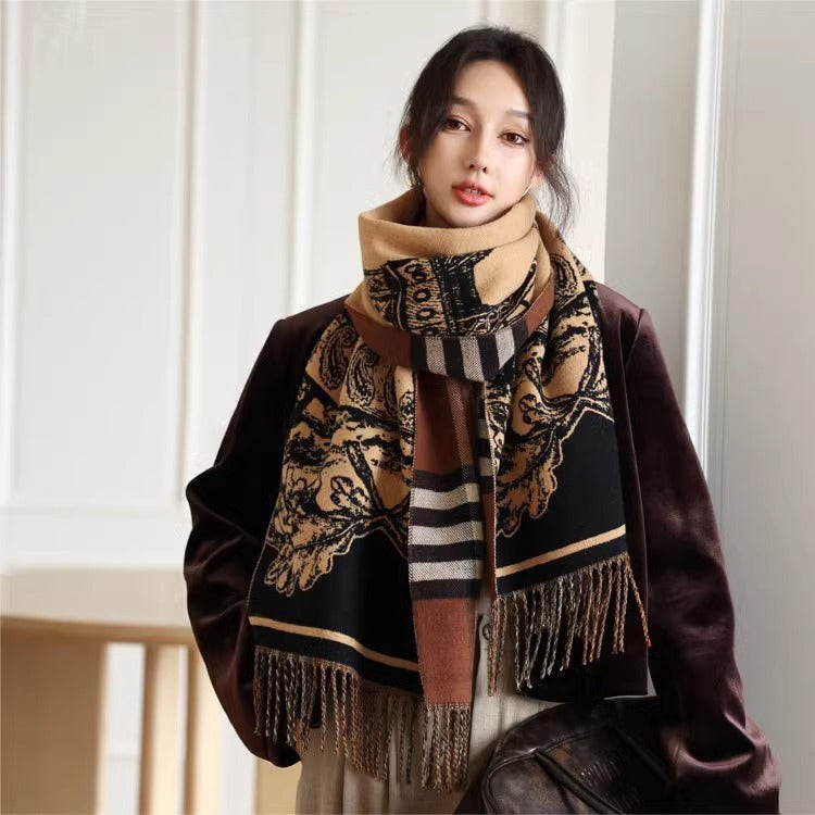 Women's Fall Winter Thickened Fleece-Lined Shawls Scarves Scarf Fashion Wrap Pashmina