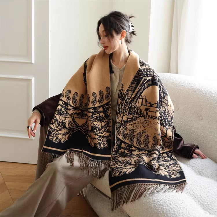 Women's Fall Winter Thickened Fleece-Lined Shawls Scarves Scarf Fashion Wrap Pashmina