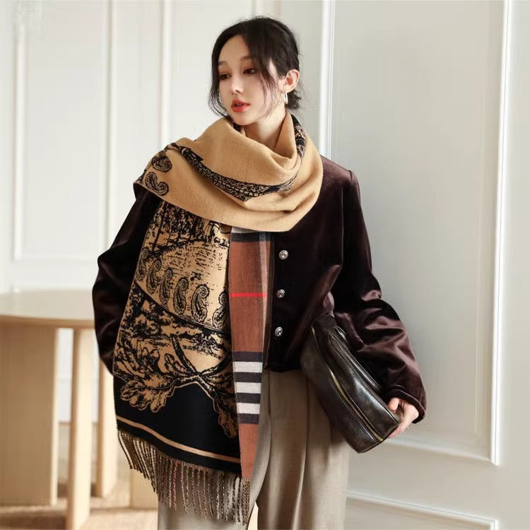 Women's Fall Winter Thickened Fleece-Lined Shawls Scarves Scarf Fashion Wrap Pashmina