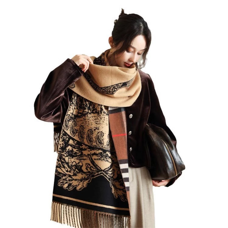 Women's Fall Winter Thickened Fleece-Lined Shawls Scarves Scarf Fashion Wrap Pashmina
