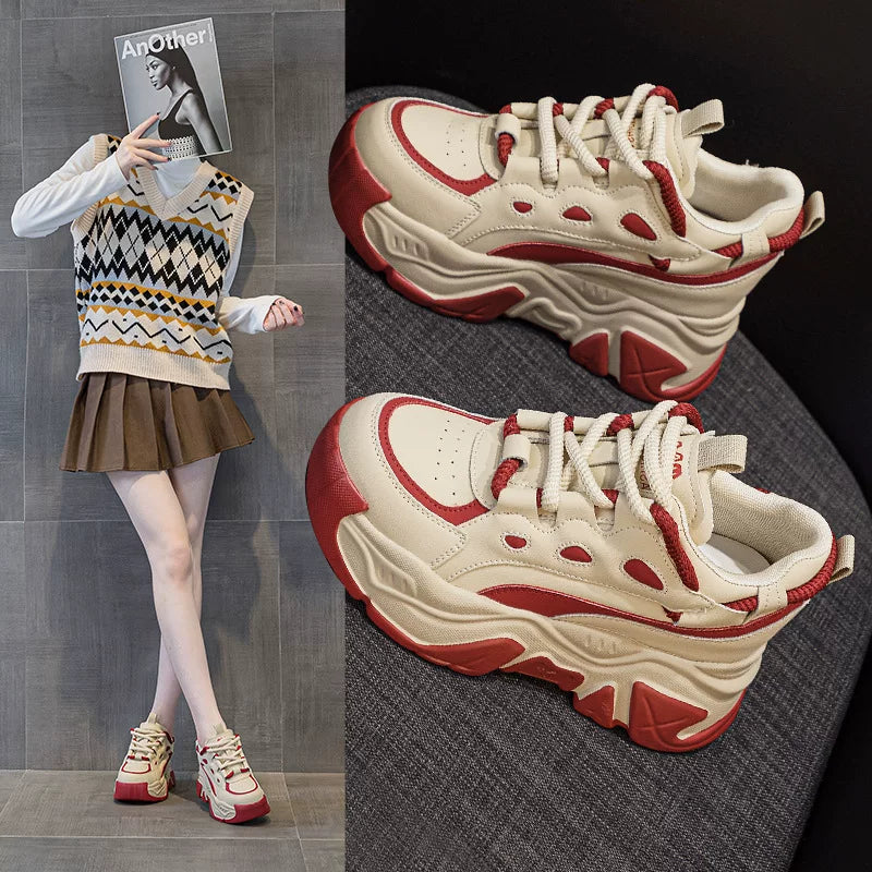 Hidden Lift Chunky Sole Dad Sneakers for Women