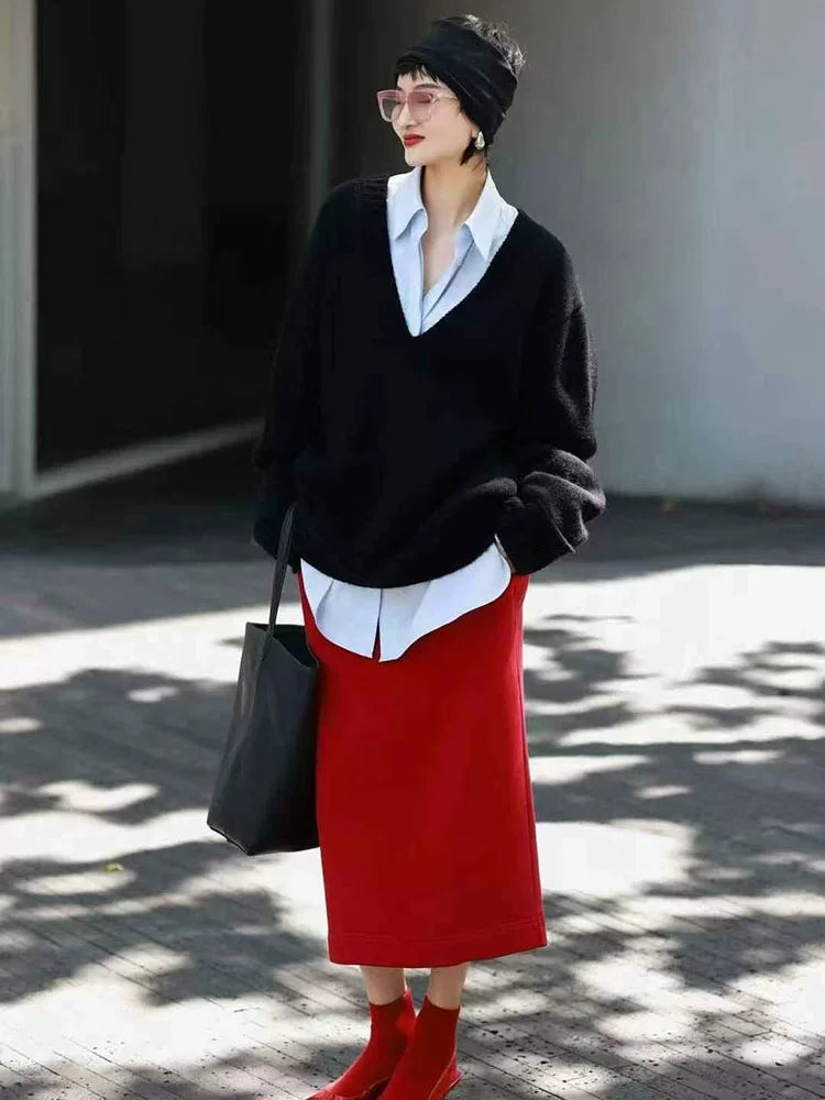 Women's Knit Black Two-Piece Set for Office Workwear Wedding Guest Business Casual Travel Weekend At Home