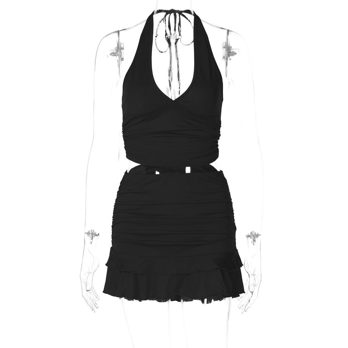 Women's V-Neck Cutout Two-Piece Set for Office Workwear Wedding Guest Business Casual Travel Weekend At Home