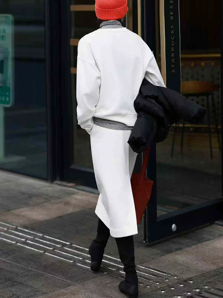 Women's White Two-Piece Set for Office Workwear Wedding Guest Business Casual Everyday Travel Weekend At Home