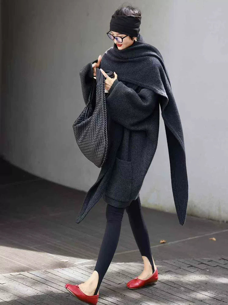Women's Winter Grey Outdoor Sweater Knit Pullover Top for Casual Outfits Fall Spring Travel Office Everyday