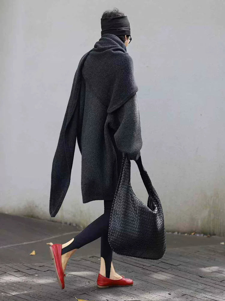 Women's Winter Grey Outdoor Sweater Knit Pullover Top for Casual Outfits Fall Spring Travel Office Everyday