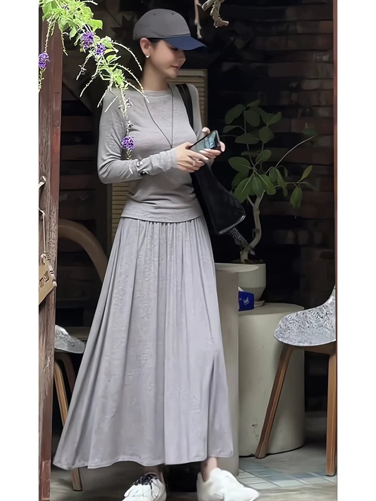 Women's Wool Knit Long Sleeve Casual Two-Piece Set for Office Workwear Wedding Guest Business Travel Weekend At Home