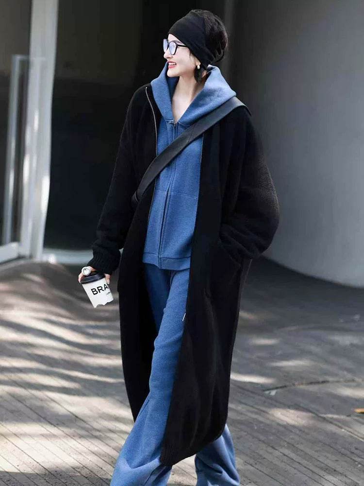 Women's Winter Hooded Casual Two-Piece Set for Office Workwear Wedding Guest Business Travel Weekend At Home