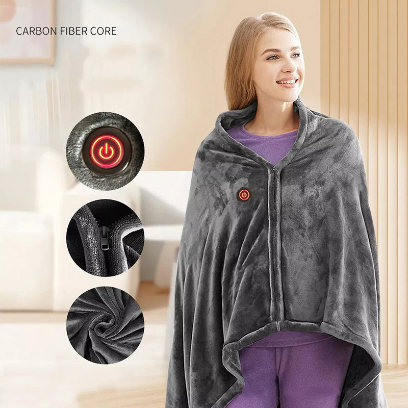 Heated Usb Fleece-Lined Small Appliance Shawl Throw Blanket Home Office Travel Electric Heating Wrap