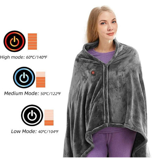 Heated Usb Fleece-Lined Small Appliance Shawl Throw Blanket Home Office Travel Electric Heating Wrap