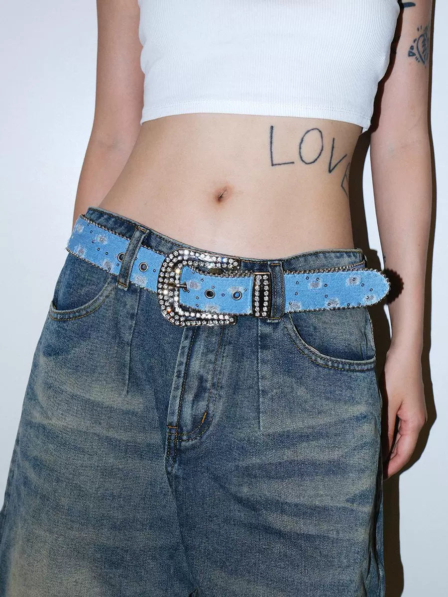 Women's Y2k Streetwear American-style Western Studded Glitter Crystal Retro Waist Belt Gift Party Designer