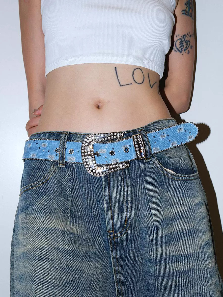 Women's Y2k Streetwear American-style Western Studded Glitter Crystal Retro Waist Belt Gift Party Designer
