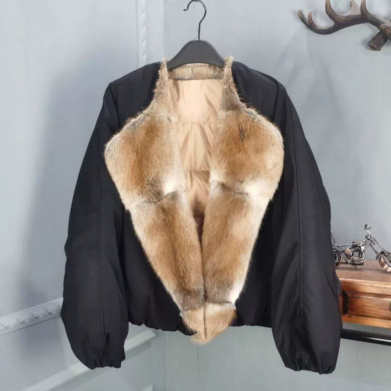 Women's Fur-Collar Winter Oversized Cropped Casual Down Jacket Fall for Date Night Travel Outdoor Holiday Spring Fall