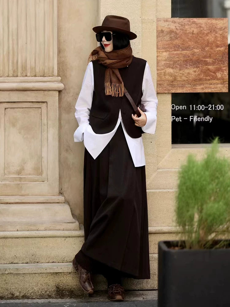 Women's Vest Thickened High-Waist Fleece-Lined Three-Piece Set Outfit for Office Workwear Wedding Guest Business Casual Travel Weekend At Home