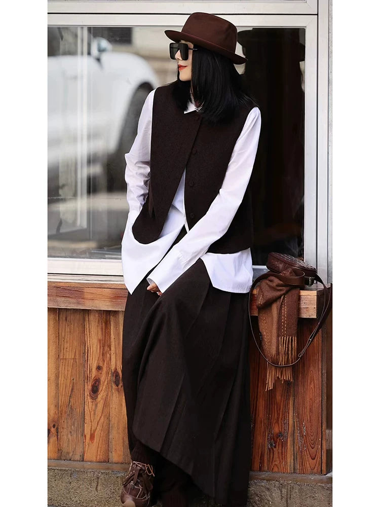 Women's Vest Thickened High-Waist Fleece-Lined Three-Piece Set Outfit for Office Workwear Wedding Guest Business Casual Travel Weekend At Home