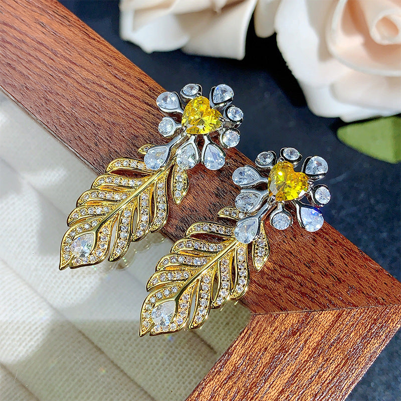 Cubic zirconia floral stud earrings by Yoshan, detail view 3
