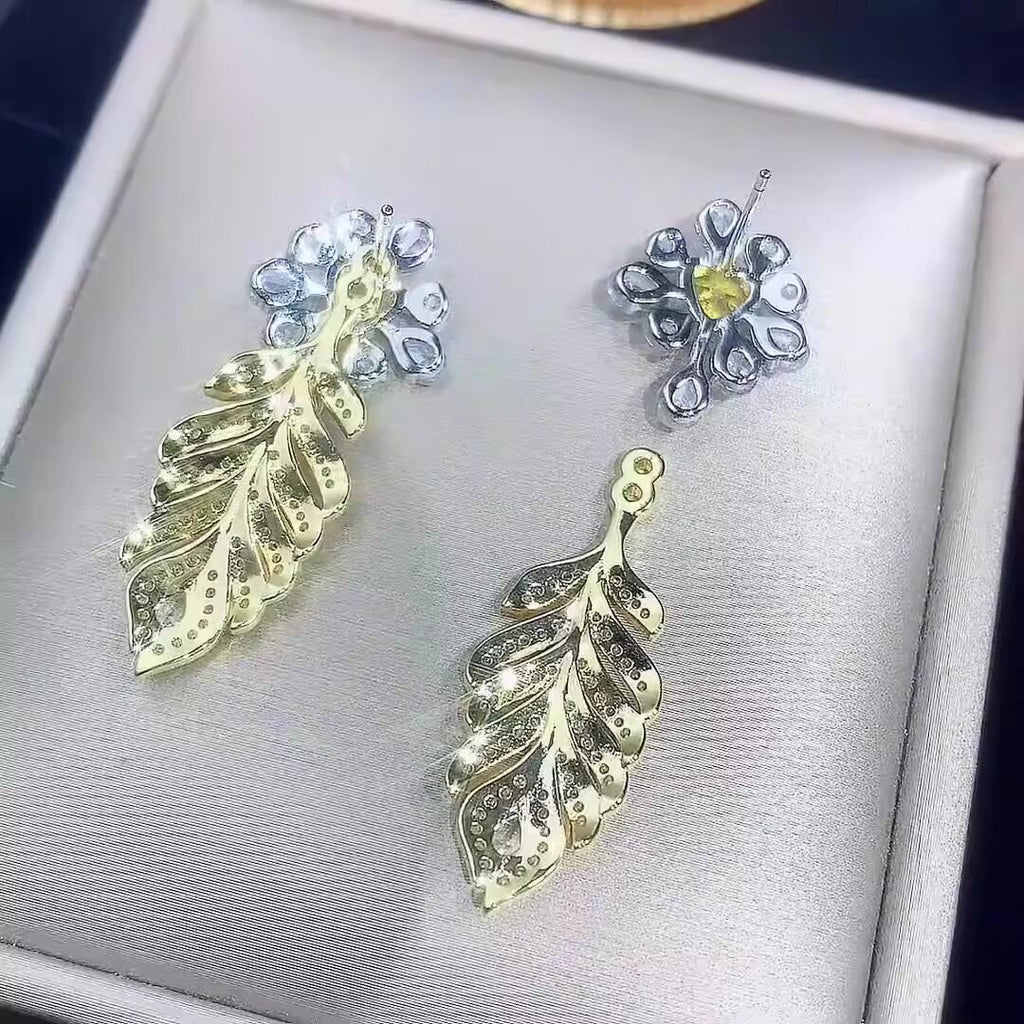 Cubic zirconia floral stud earrings by Yoshan, detail view 4