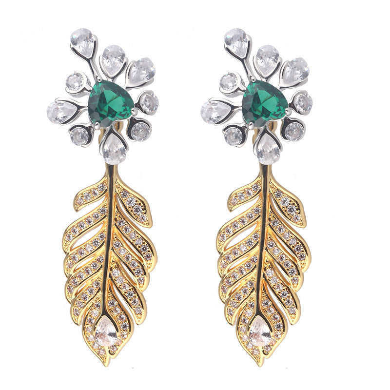 Cubic zirconia floral stud earrings by Yoshan, detail view 5