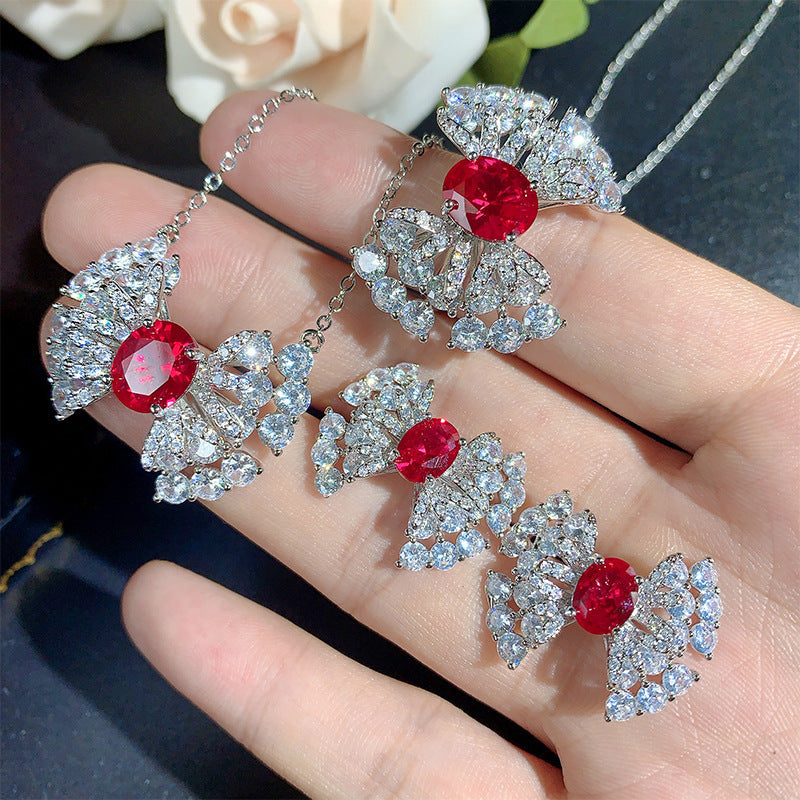Cubic zirconia stud earrings by Yoshan