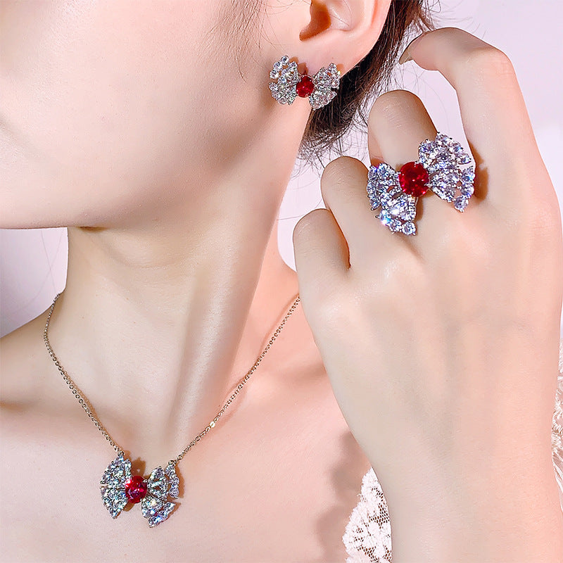 Cubic zirconia stud earrings by Yoshan, detail view 2