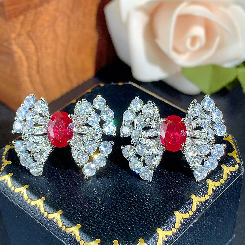 Cubic zirconia stud earrings by Yoshan, detail view 3