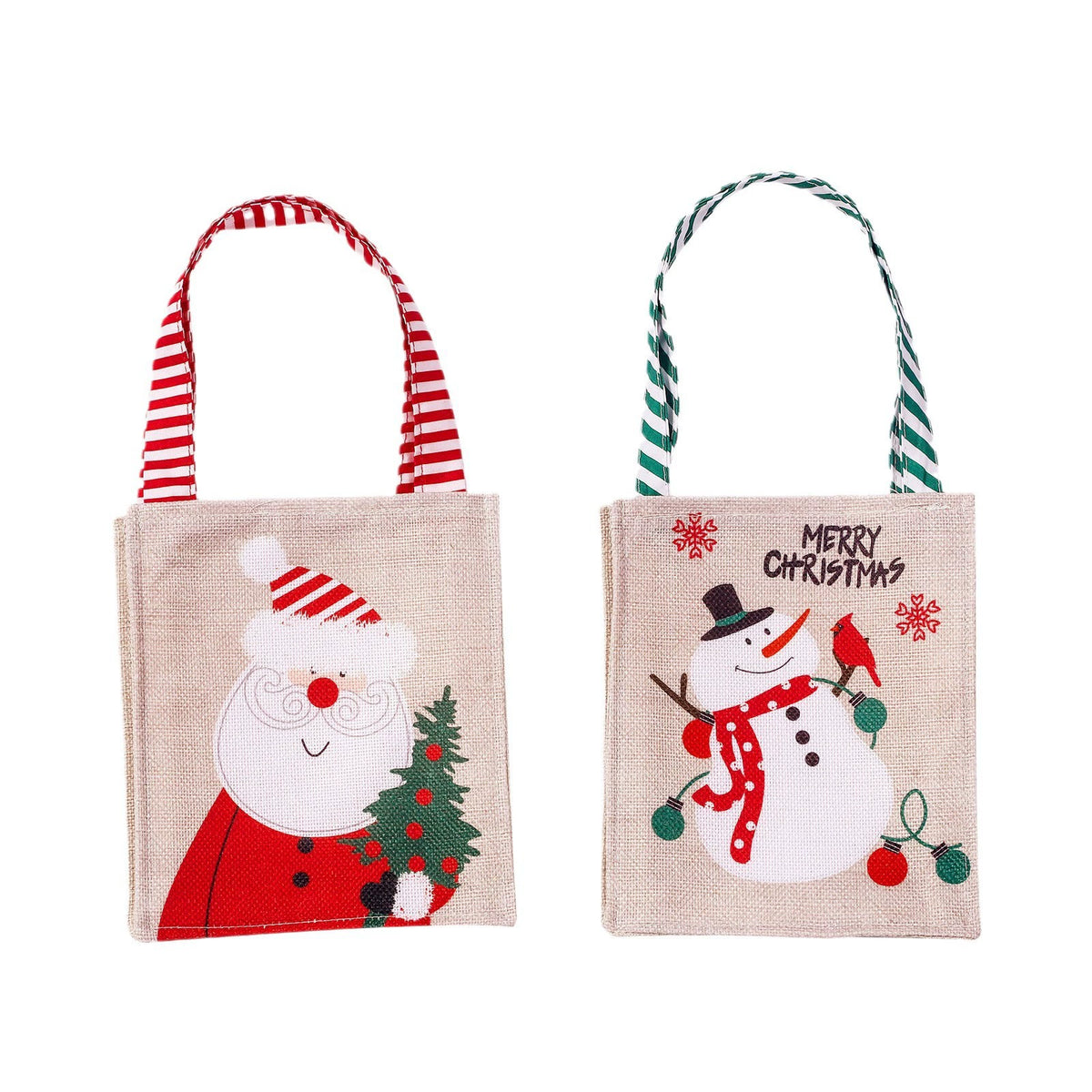 Santa and Snowman Christmas Gift Bags, Festive Candy Holder and Small Present Bags for Holiday Gifting