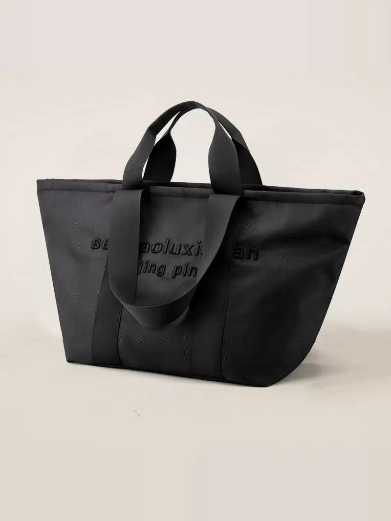 Large-Capacity Nylon Embroidered Market Tote Bag for Work and Travel Office School Everyday Date Night