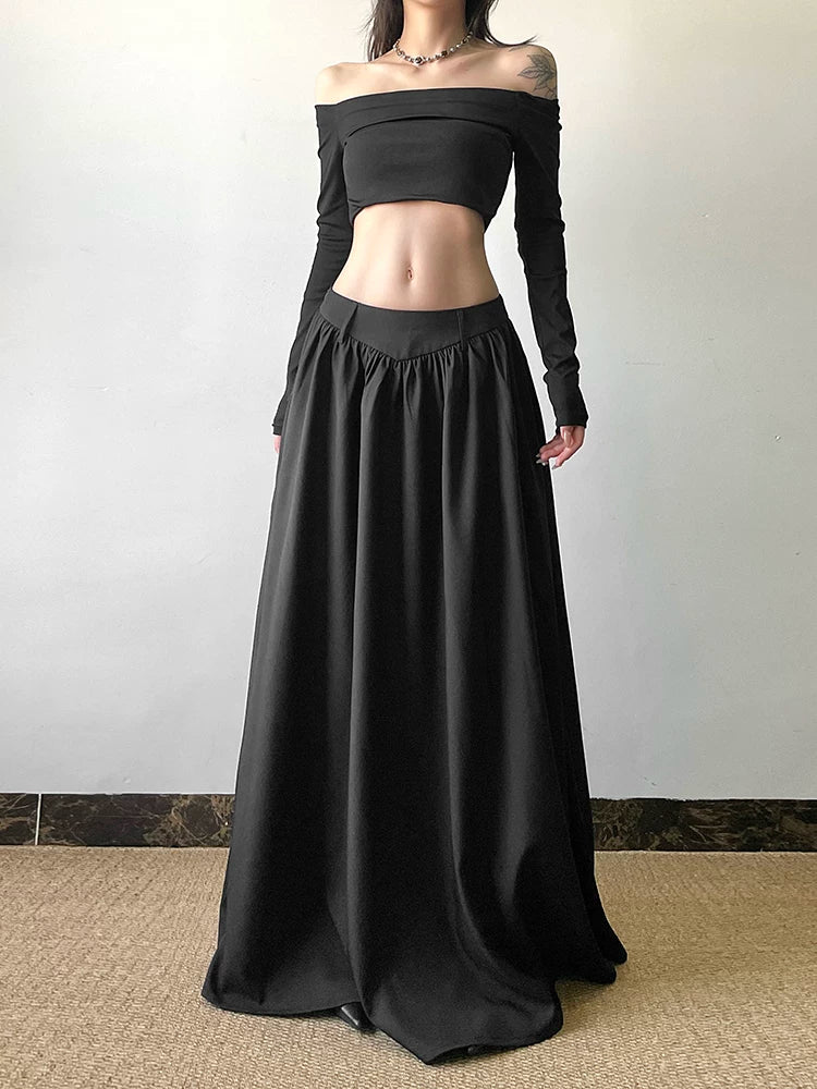 Women's Flare Maxi Oversized Skirt Midi Office Weekend Everyday Wear Seasonal Look