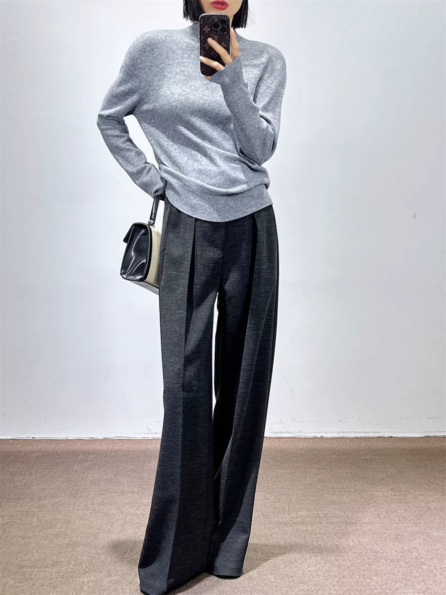 Women's Fall Winter Straight Grey Thickened Workwear High-Waist Fleece-Lined Slim-Fit Casual Coat for Cold Weather Travel Office Spring Holiday