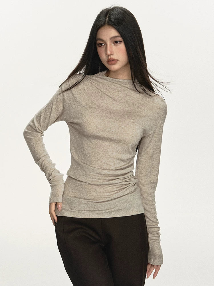 Women's Wool Fall Winter Knit Long Sleeve Outdoor Top Fashion Blouse Shirt for Office Outfits Business Casual Streetwear Weekend Everyday