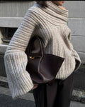 Women's Minimalist Fall Winter Oversized Long Sleeve Sweater Knit Pullover Top for Casual Outfits Spring Travel Office Everyday Date Night