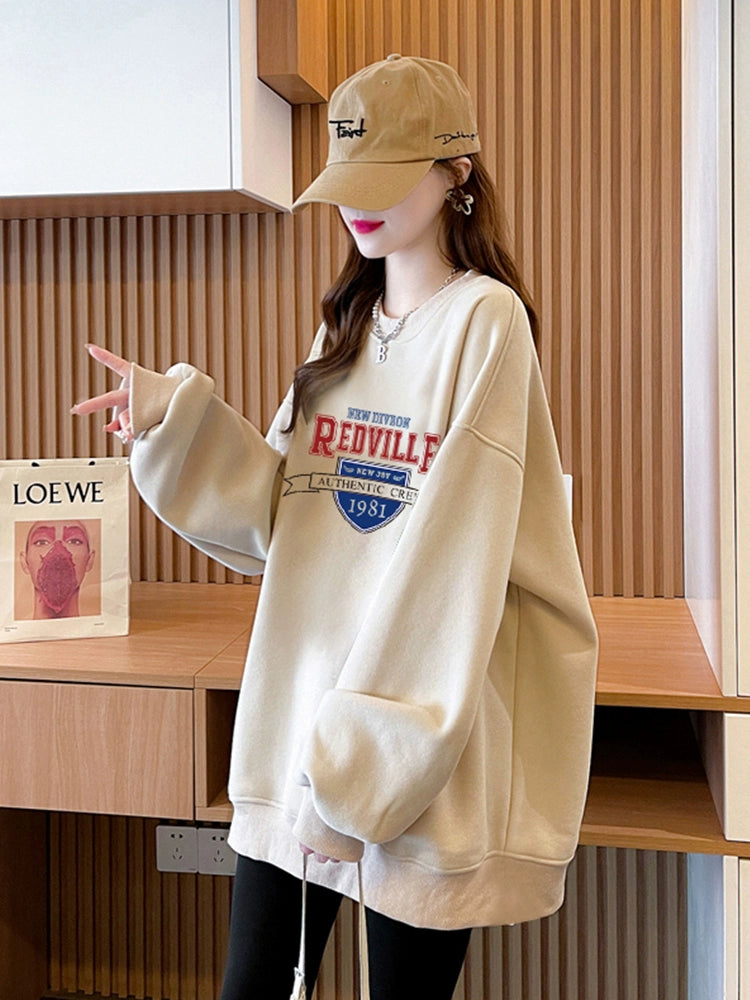 Women's Fall Winter Longline Fleece-Lined Plus Size Oversized Midi Hoodie Sweatshirt for Casual Streetwear Travel and Weekend