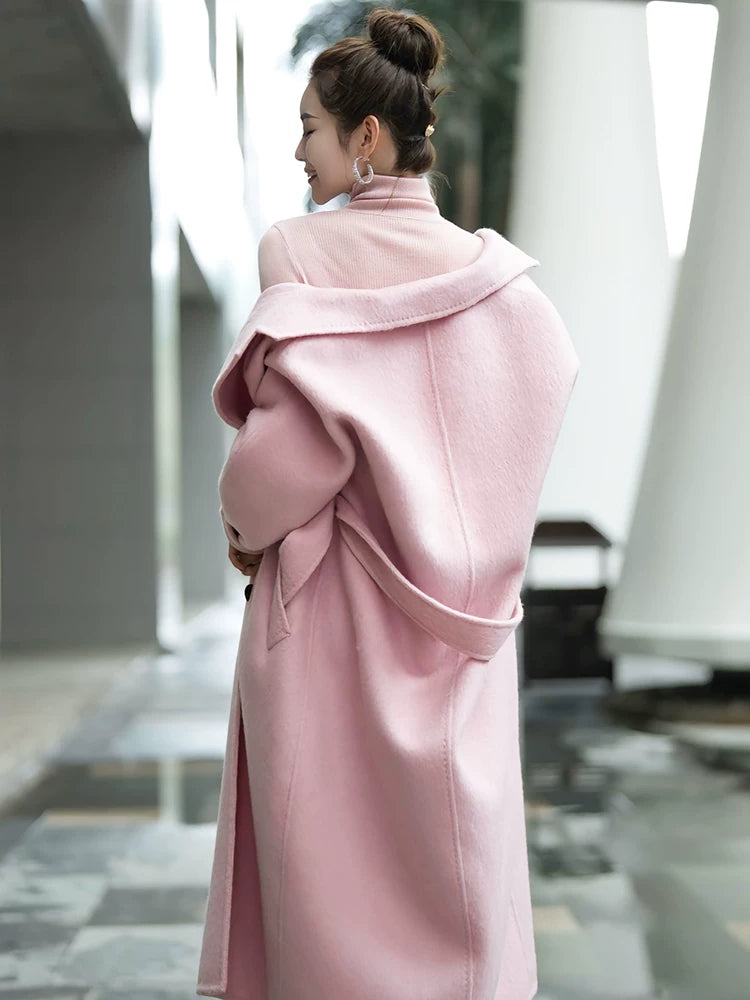 Women's Turtleneck Winter Pink Knit High-Waist Two-Piece Set for Office Workwear Wedding Guest Business Casual Travel Weekend At Home