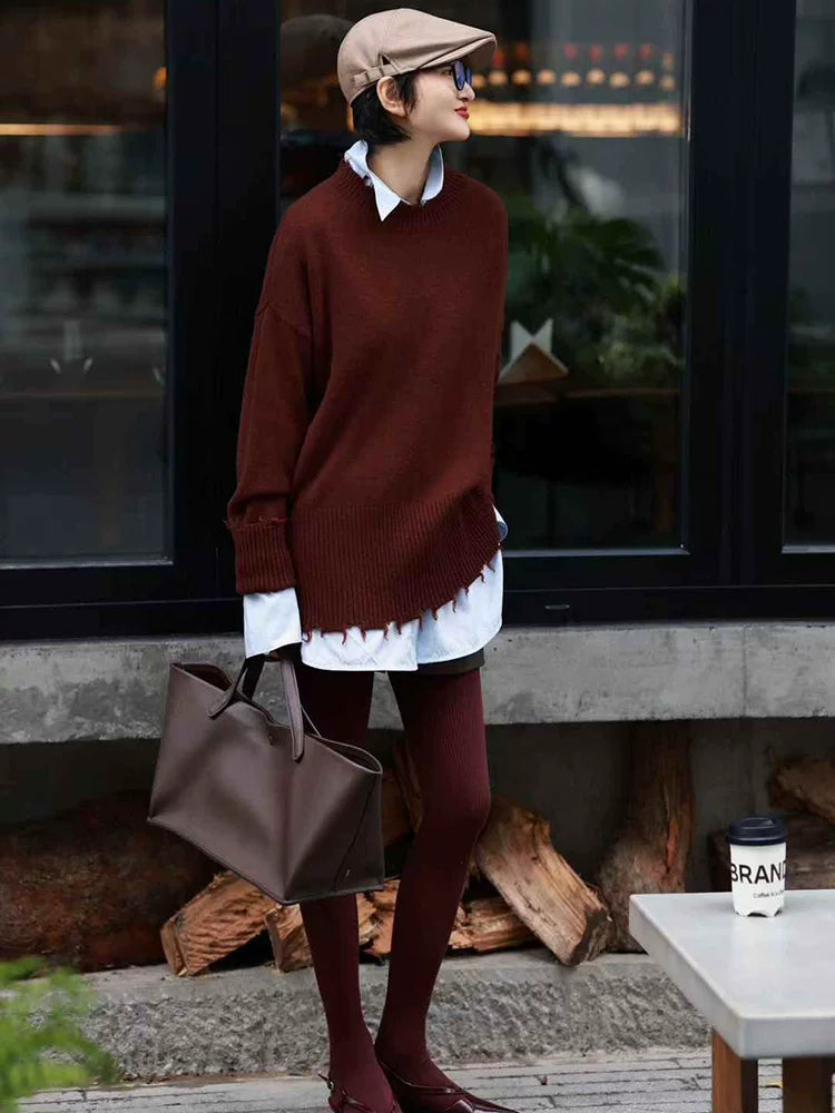 Women's Quiet-Luxury Sweater Knit Pullover Top for Fall Winter Spring Travel Office Everyday Date Night