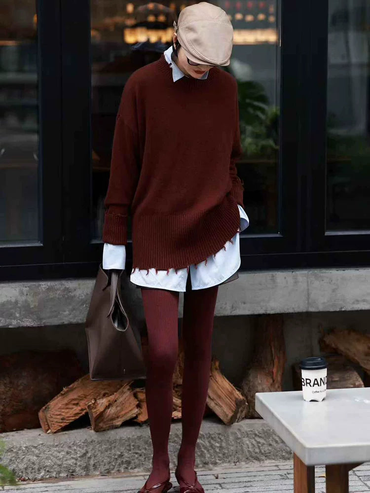 Women's Quiet-Luxury Sweater Knit Pullover Top for Fall Winter Spring Travel Office Everyday Date Night