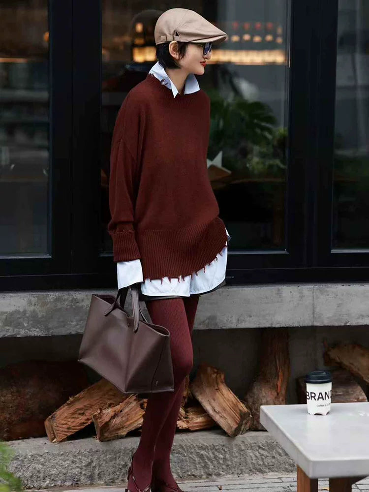 Women's Quiet-Luxury Sweater Knit Pullover Top for Fall Winter Spring Travel Office Everyday Date Night