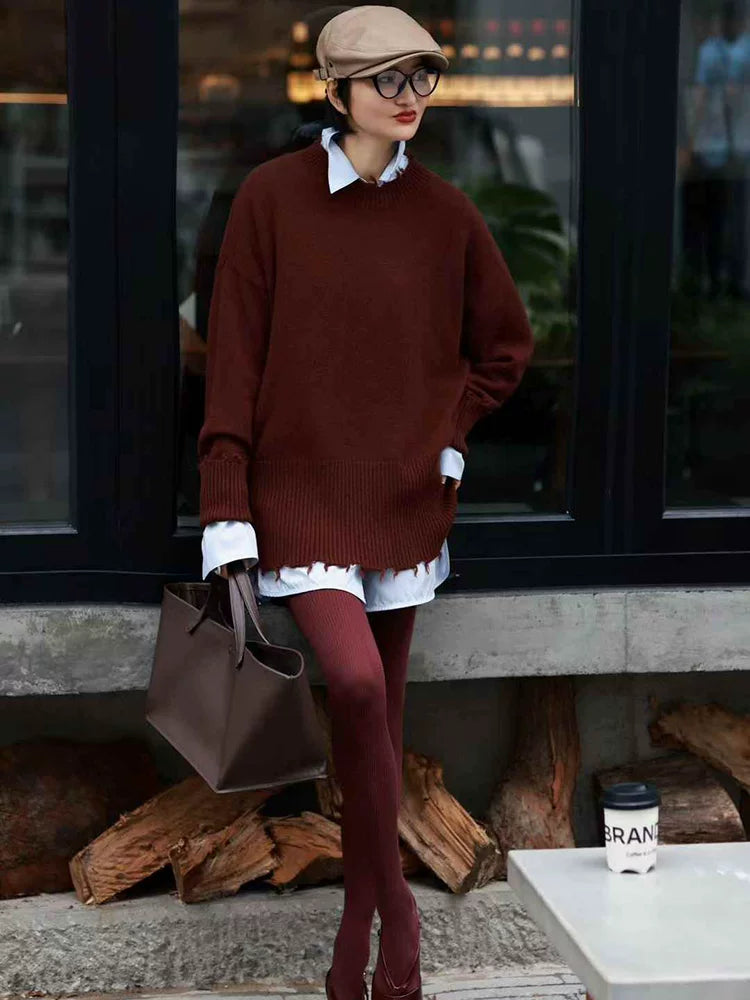 Women's Quiet-Luxury Sweater Knit Pullover Top for Fall Winter Spring Travel Office Everyday Date Night