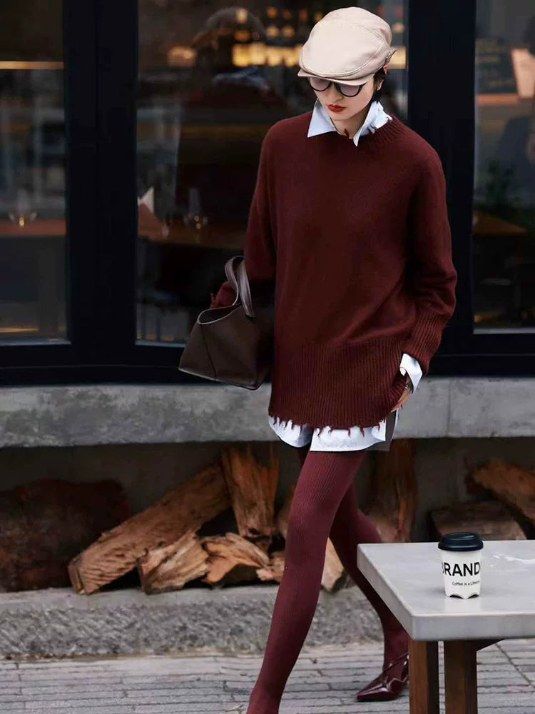 Women's Quiet-Luxury Sweater Knit Pullover Top for Fall Winter Spring Travel Office Everyday Date Night