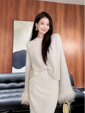 Women's Fall Winter Oversized French-Inspired Sweater Knit Pullover Top for Casual Outfits Spring Travel Office Everyday Date Night