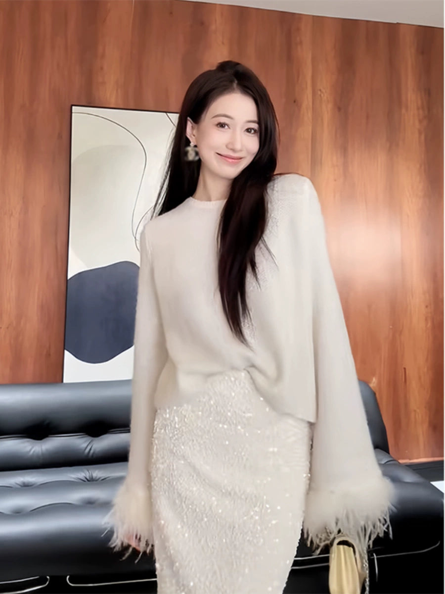 Women's Fall Winter Oversized French-Inspired Sweater Knit Pullover Top for Casual Outfits Spring Travel Office Everyday Date Night