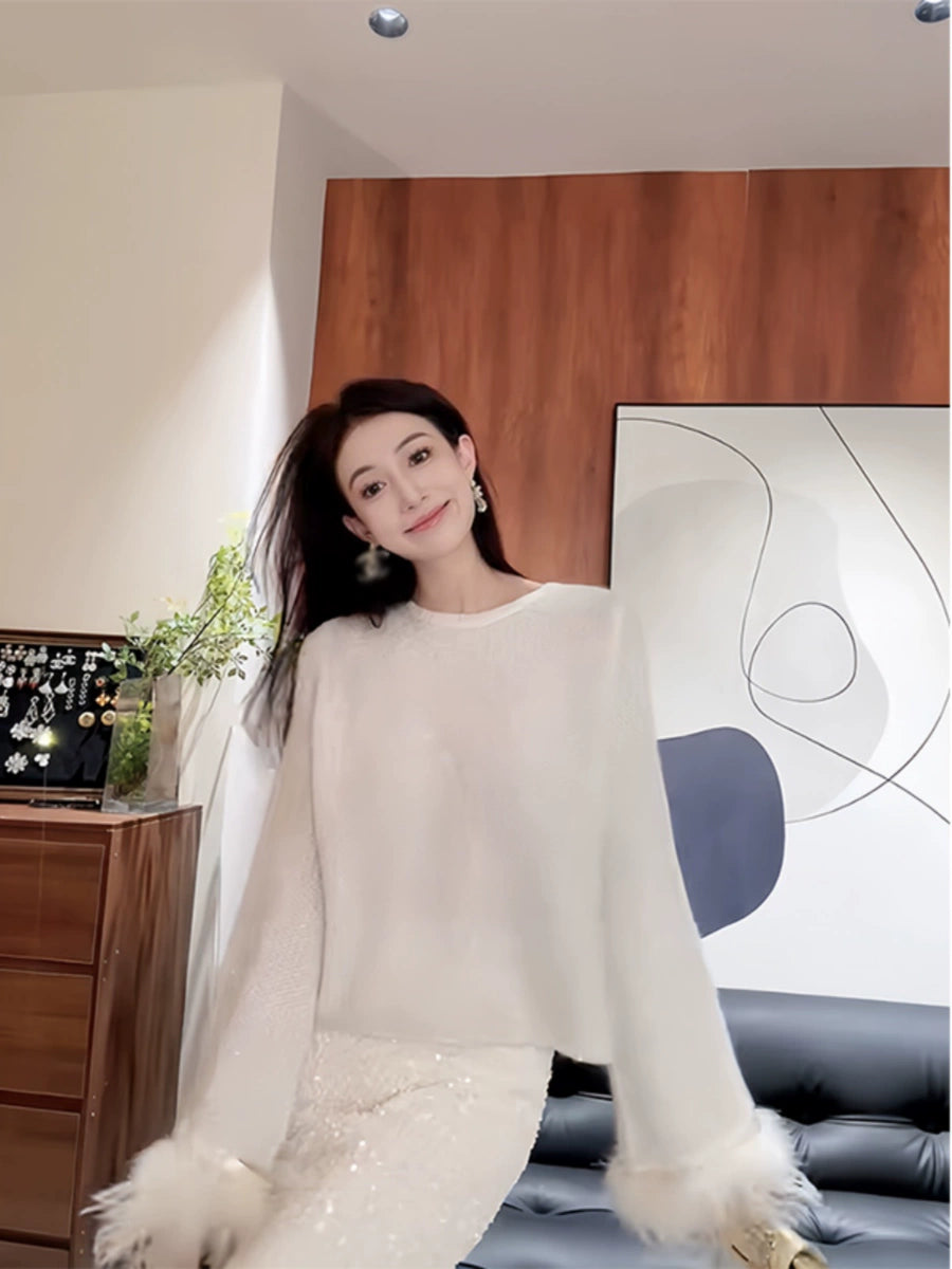 Women's Fall Winter Oversized French-Inspired Sweater Knit Pullover Top for Casual Outfits Spring Travel Office Everyday Date Night